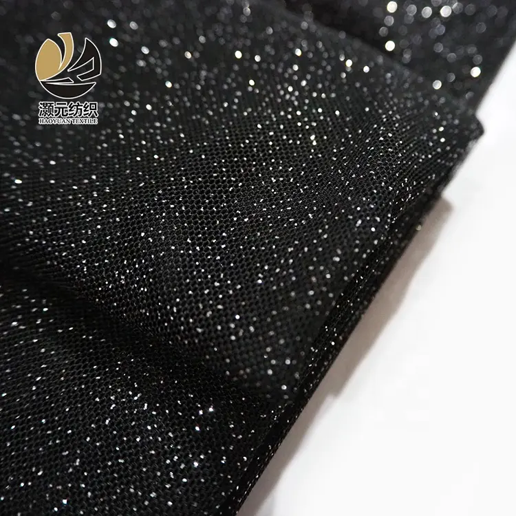 Tissu tulle à paillettes pour robe pour femme, nouvelle collection, fournisseur chinois, noir, maille, paillettes, avec points, pour robe