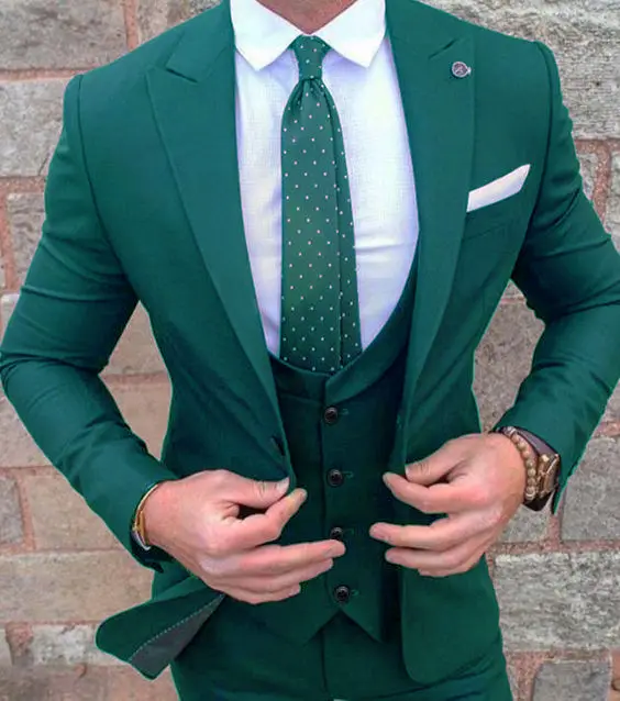 Conjunto de terno verde para homens, 3 peças de terno personalizado para homens e festas, todos os anos, zyl012, 2019