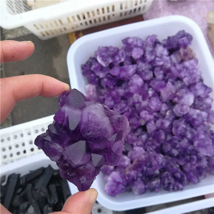 Wholesale rough purple amethyst flower raw healing crystal stone for sale