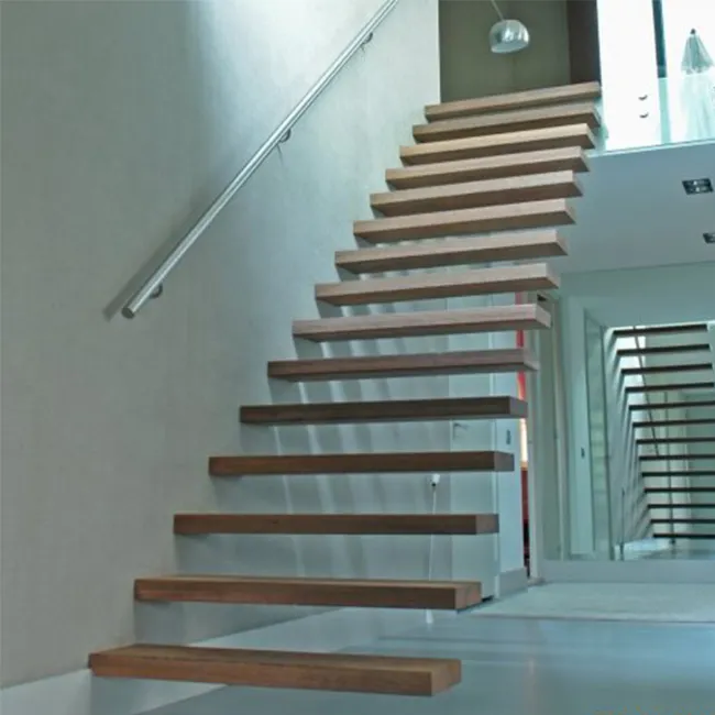 Escaleras flotantes de cristal modernas, nuevo diseño de 2018, escalera flotante LED, escalera flotante de madera de construcción