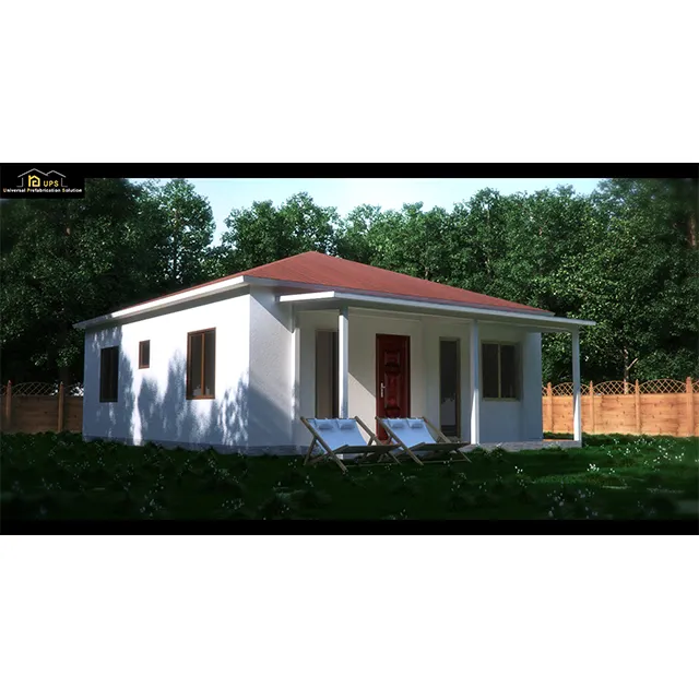 Iyi tasarlanmış iki yatak odalı prefabrik küçük ev planları/7.5 m * 8 m uzunluk * genişlik/60m2 m2 prefabrik ev