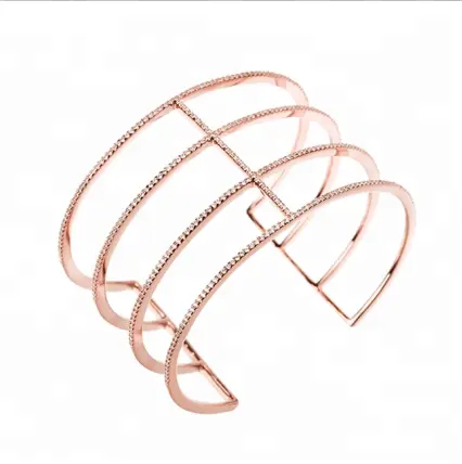 Di alta Qualità di Design Aperto Del Polsino Del Braccialetto In Oro Rosa Placcato In Argento Sterling 925 Braccialetto