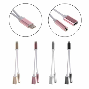 Carregador 2 em 1 E Tipo C Earphone Headphone Jack de Áudio Conector do Adaptador de Cabo de 3.5mm Aux Fone De Ouvido Jack de Áudio adaptador