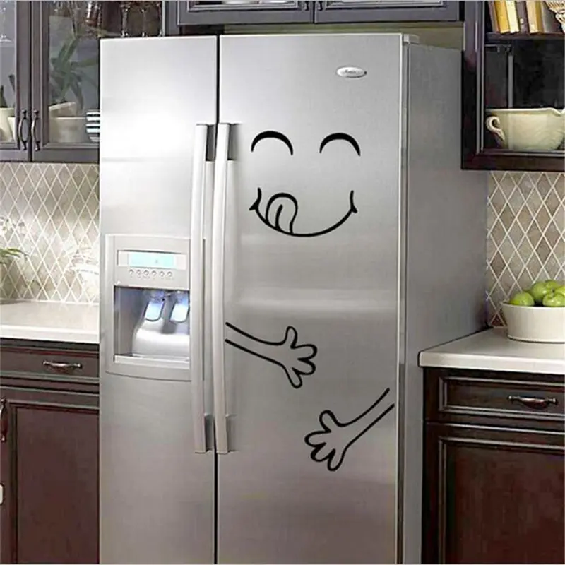 Adesivi divertenti per frigorifero adesivi divertenti per faccina sorridente intagliati adesivi rimovibili per la decorazione della casa impermeabili