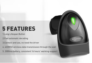 Escáner de código de barras láser 2D de Stock con escáner de código de barras con cable Usb con soporte lector de código de barras automático QR escáner de código de barras de mano - Product Image 4