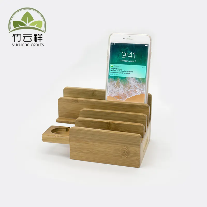 Multiple Usage Bamboo Holder Base For Mobile Phone, Note book , Name cards Suitable For Office or Home