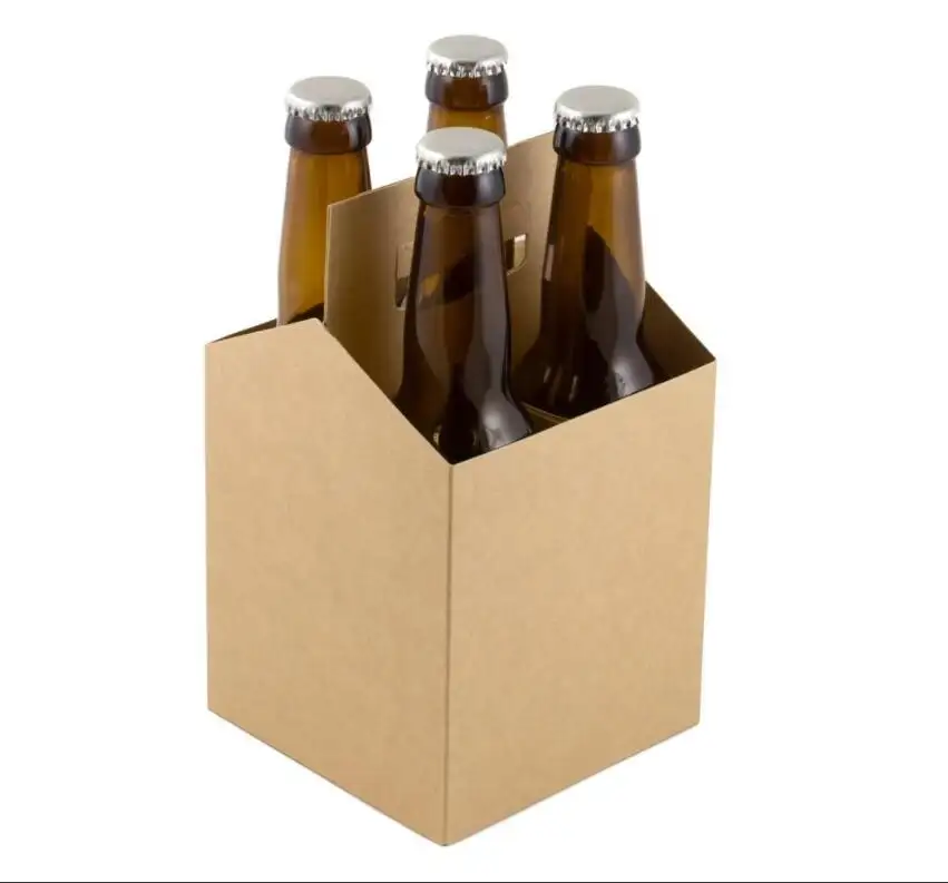 Nach 4 Pack Kraft Papier Karton Bier wein Flasche Träger Halter