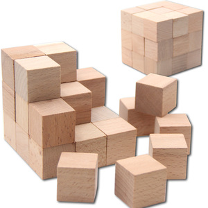 木制块方形体积块数学教学艾滋病儿童拼图块玩具 - Product Image 3