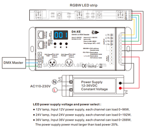 Sky dance D4-XE 4 Kanäle dmx Decoder Konstante Spannung DMX512 und RDM Decoder dmx Steuerung mit Port XLR3, RJ45 - Product Image 5