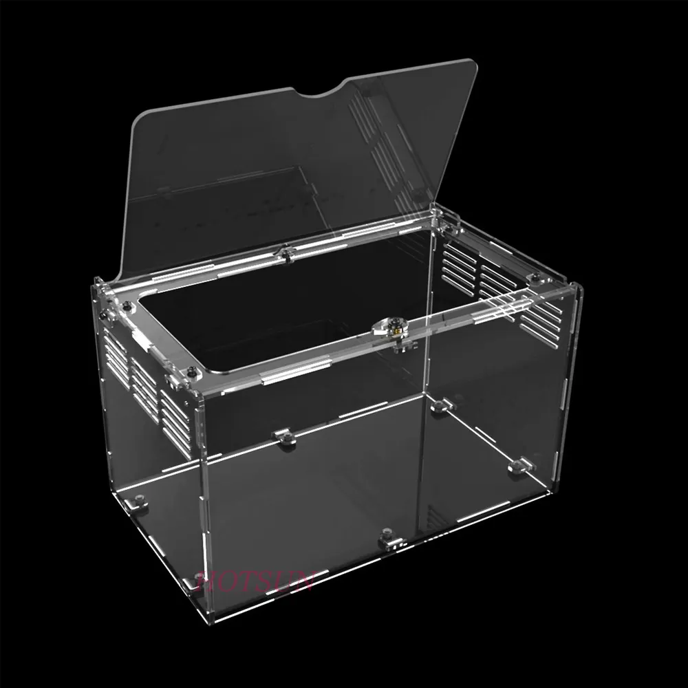 Cage de Reptile transparente en plastique pour animaux de compagnie, boîte en acrylique, Terrarium, vente en gros