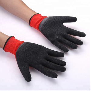 Toptan 13g polyester astar kaplı emniyet lateks iş <span class=keywords><strong>ruber</strong></span> eldiven buruşuk bitmiş