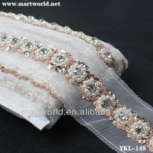 Qiao — joli motif de fleur perlée en strass, garniture de mariée (2013), offre spéciale, YKL-148