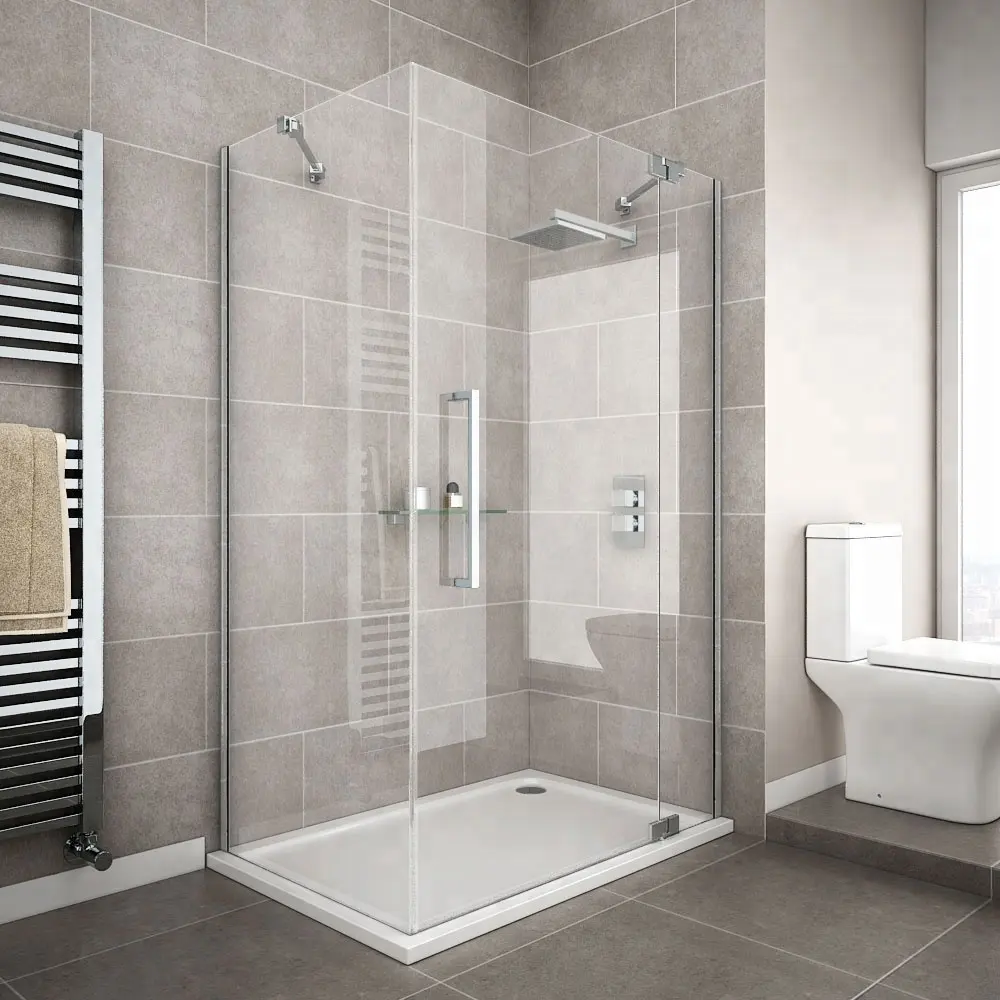 Moderne pas cher salle de bains de sécurité sans cadre trempé petite douche en verre portes