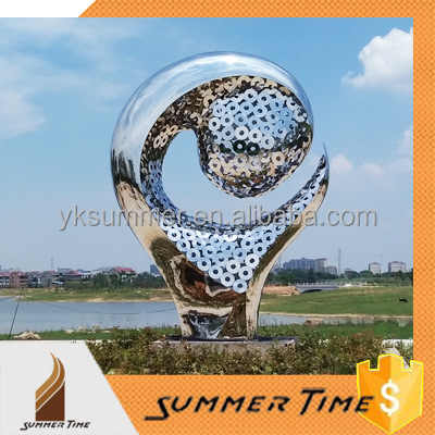 Modern Large Polished Tai Ji Metal Craft Outdoor Decoration Garden Statue Landscape Display Stainless Steel Art Sculpture