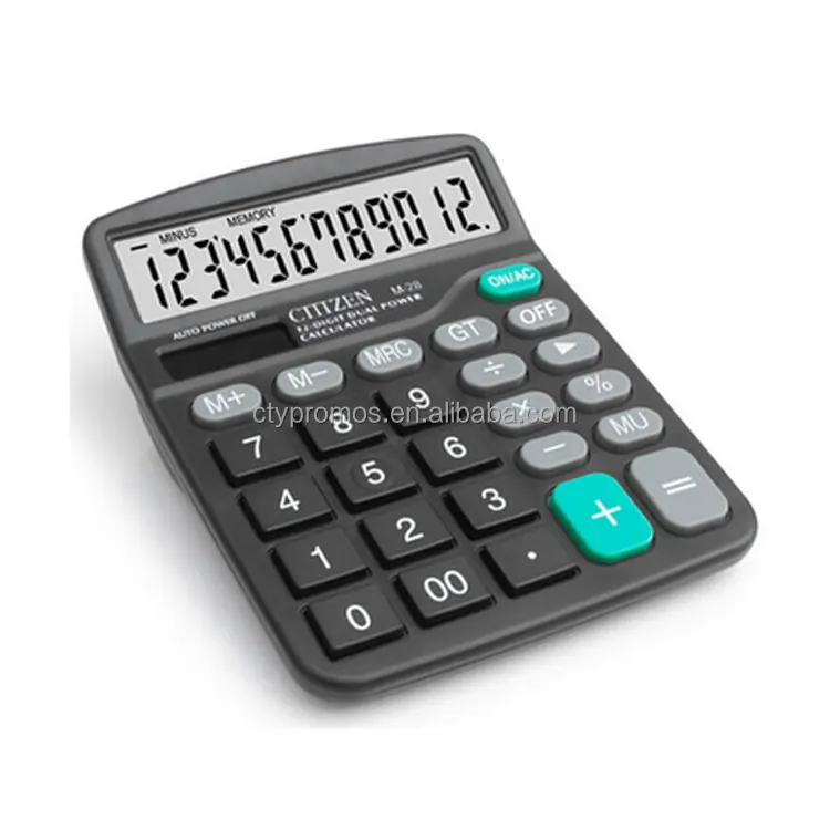 Calculadora electrónica promocional de 12 dígitos, calculadora solar de dos potencias