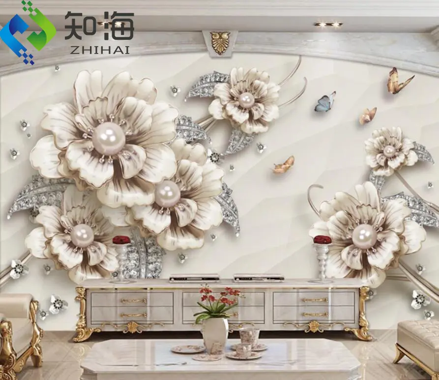 Jiuzhihai — papier peint en relief de fleur uv 16d, décor moderne pour la maison, étanche et résistant à l'eau, motif de diamant