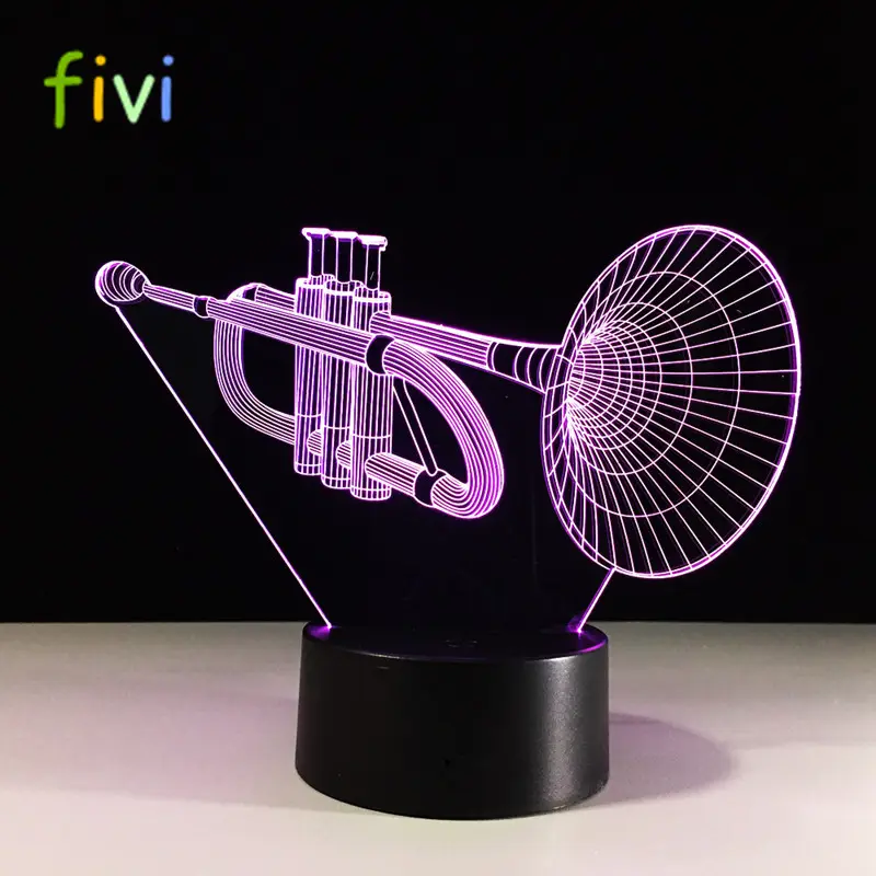 Lampu Visual LED, Alat Musik Kreatif Model Klakson 3D Lampu Malam Sensor Sentuh Warna-warni Lampu Desktop LED