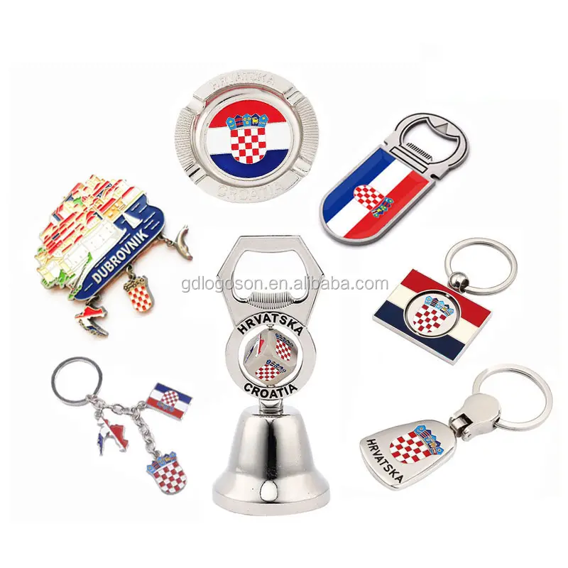 Banyak Desain Custom Souvenir Kroasia Magnet Gantungan Kunci Asbak Makan Malam Lonceng Kroasia Souvenir
