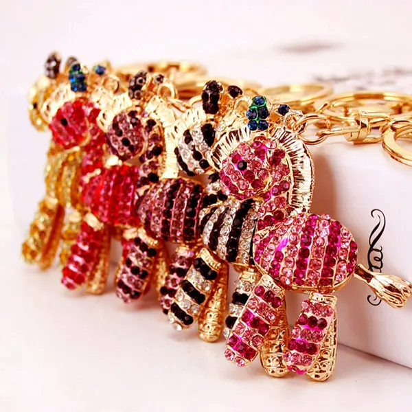 Charm Jewelry Crystal zinc alloy smart Horse Key chains Ring Fashion Rhinestone bag Keychain Keyring Women