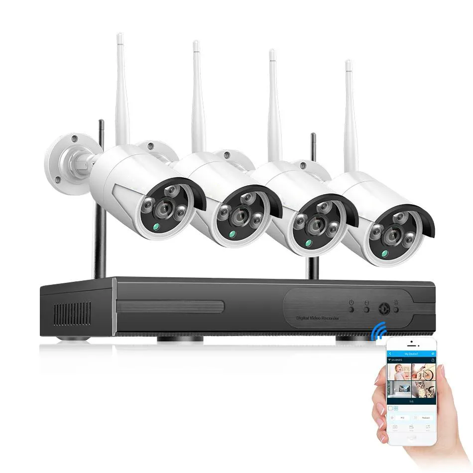 Smar — système de sécurité NVR, H.264, 4CH, WiFi, 720P, Kit NVR d'extérieur, 1,0 mp, caméra IP, balles