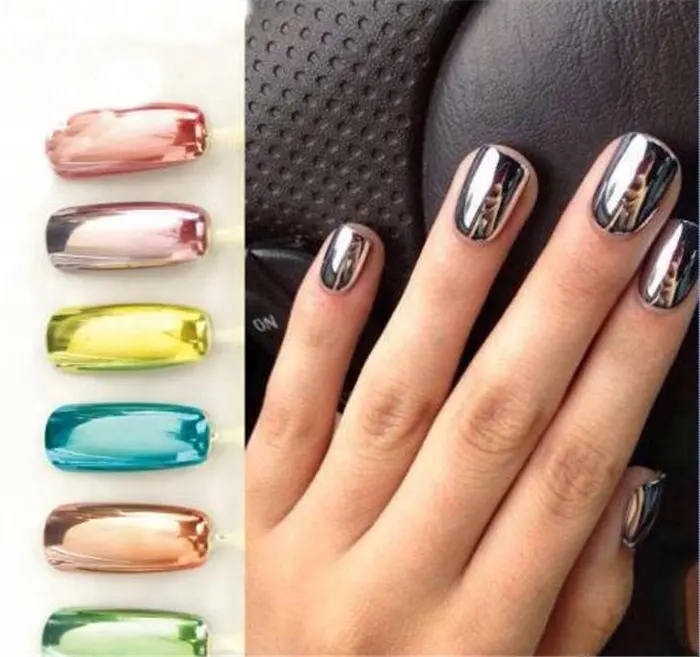 Chất Lượng Cao Hiệu Ứng Gương Ánh Kim Bạc Chrome Nail Polish