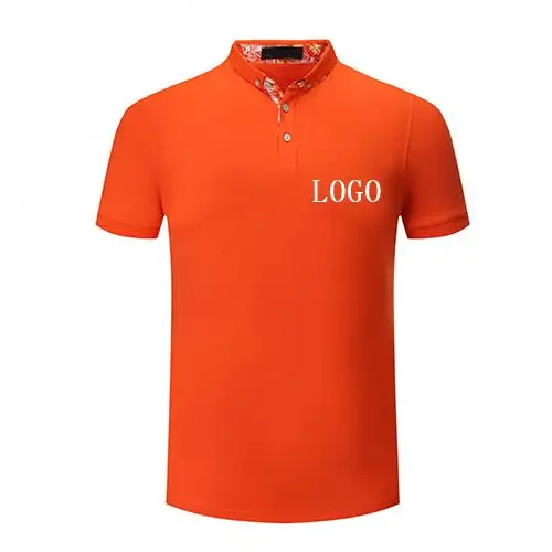 Polo ecológico de algodón peinado, camisa con estampado de goma, naranja y negro, nuevo patrón