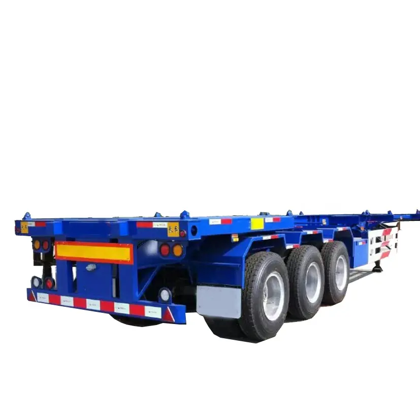 3 axle 45ft skeleton or flatbed cargo container transport semi trailer with twist lock