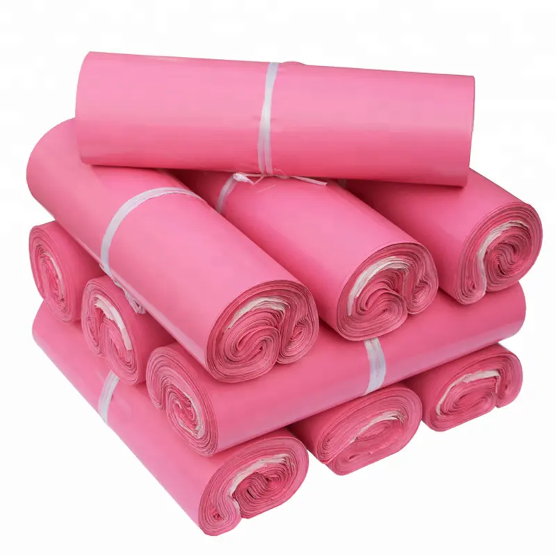 Розовые полиэтиленовые конверты с индивидуальным принтом, пластиковые пакеты для доставки, полиэтиленовые курьерские пакеты