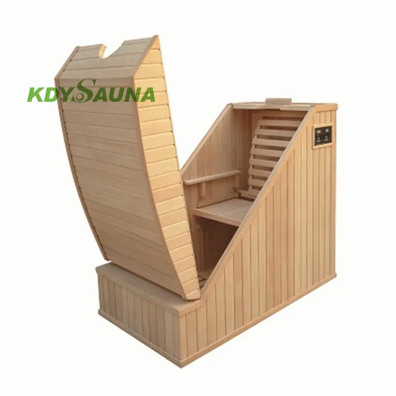 Boîte de sauna en bois à infrarouge lointain, demi-corps et sauna à vapeur à l'ozone pour vente