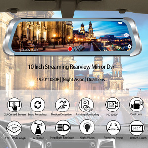 Cámara multimedia para espejo retrovisor, grabación en bucle con pantalla táctil de 10 ", visión nocturna, doble lente, sensor G, 1080P, Ce - Product Image 3