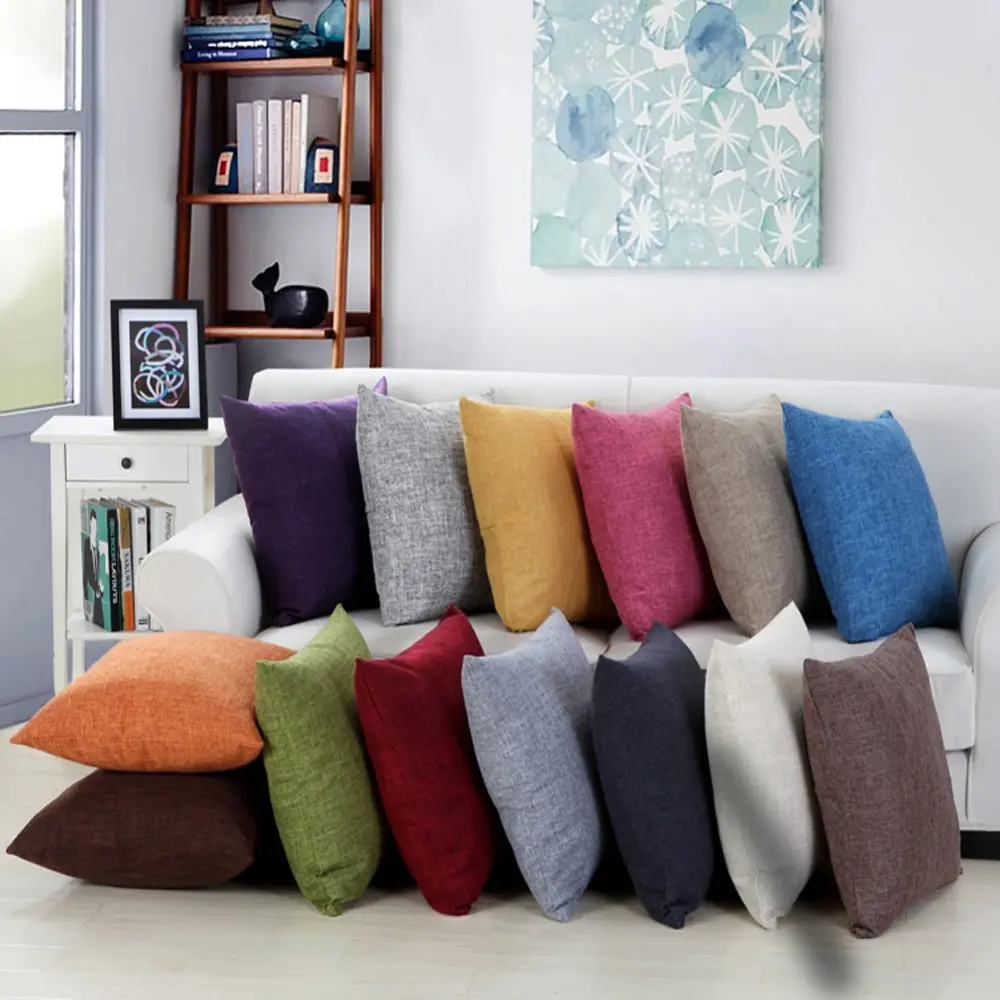 G & D Simple綿Linen Plain Decorative Living Room Cushion Covers For Sofa 40X40CM