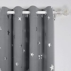 Newest Design Darkening Thermal Insulated Grommet Panels Sliver Stars Foil Printing Curtain Ready Made - Product Image 2