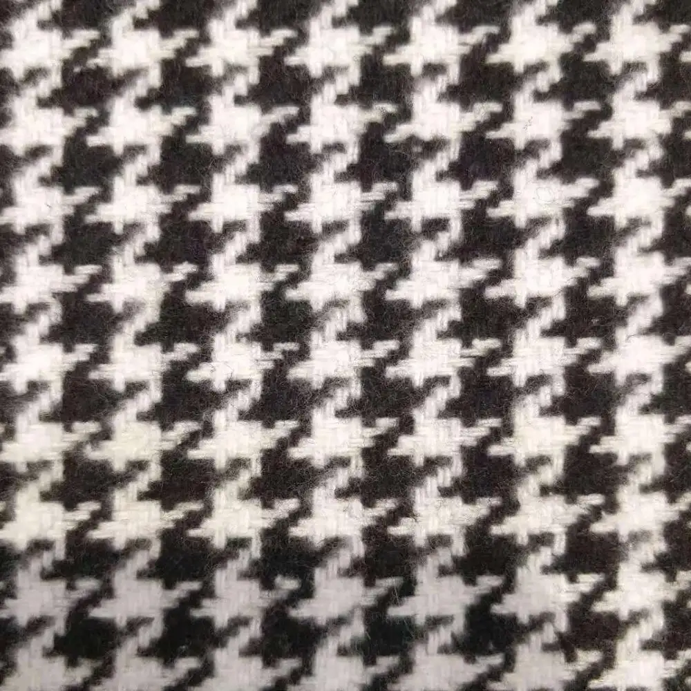 2023 inverno nuovo arrivo nero bianco figura geometrica stile pied de poule Tweed tessuto misto lana per cappotto vestito