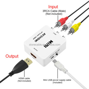 Convertidor de vídeo de 3 pines, RCA, CVBs, AV a HDTV, HDMI, 1080P, entrada RCA, convertidor de salida HDMI