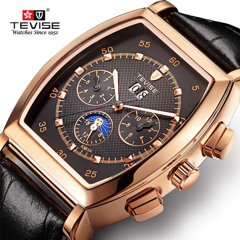 2019 Tevise 브랜드 고품질 시계 독특한 망 금속 시계 다기능 비즈니스 방수 자동 시계