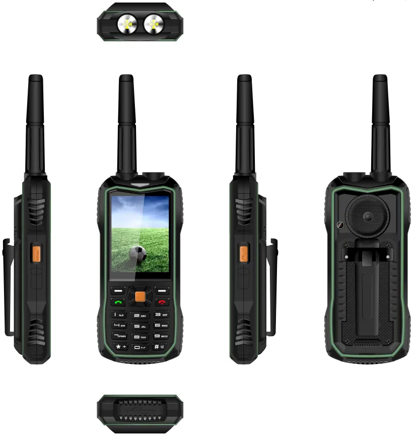 Di alta qualità Da 2.8 Pollici walkie talkie GSM 2g PTT funzione del telefono del telefono mobile della banca di potere della torcia