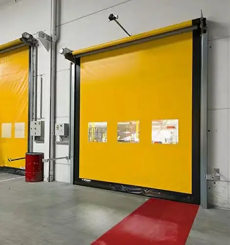 Puerta de persiana enrollable automática de plástico pvc de alta velocidad para almacén con vista clara
