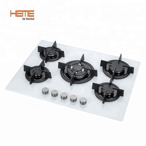 最佳火焰燃气灶70厘米5燃烧器玻璃顶燃气灶，带白色盖 (PG7051G-AEW)
