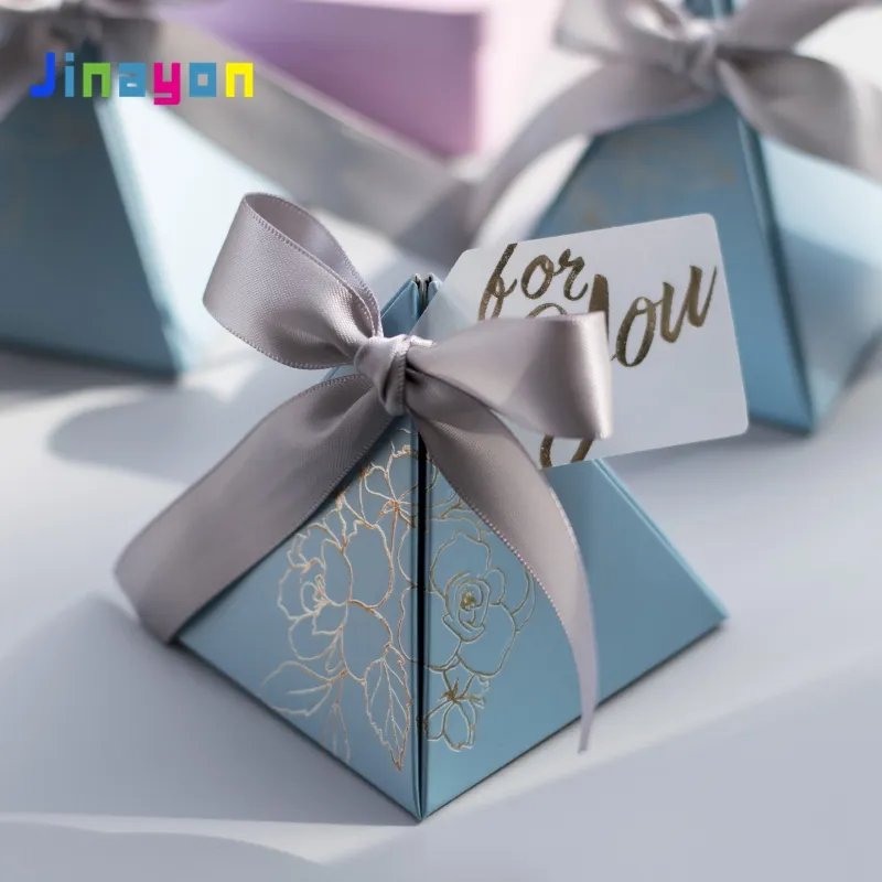 Cajas de Regalo de lujo con forma de pirámide, caja de dulces personalizada, para Chocolate o azúcar, para bodas
