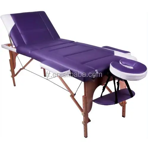 Mesa de masaje profesional portátil 3 pliegues pierna de madera reforzada Premium Spa salón tatuaje cama de masaje con bolsa de transporte