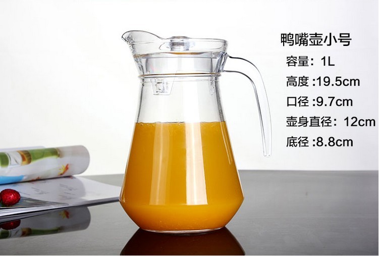 High quality 1.3L glass Jug & glass Pitcher with plastic lid Glass drinking jug