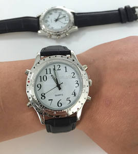Wholesale Fashion Alloy Quartz Glass Pointer Talking Watch Voice Menu English Custom Language Old People PU Senior Watch - Product Image 4