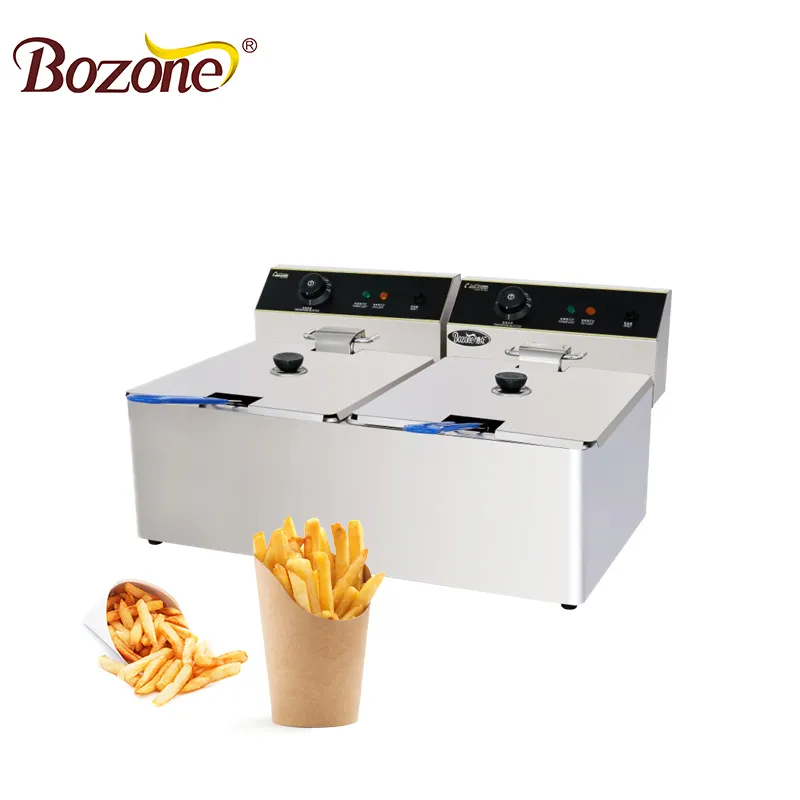 Contatore Top 2 Serbatoio 2 Cestello Patatine Fritte Ciambella Friggitrice/Industriale Gas Friggitrice/Pollo Elettrico Frittura macchina