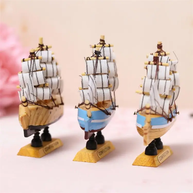 Modelos de barco de pesca de madeira decorativo chinês com música