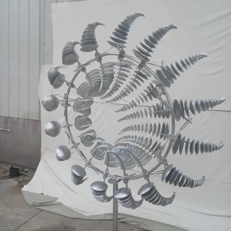 Escultura cinética de viento de acero inoxidable para jardín, Escultura Moderna de Metal de 2 M de diámetro para exteriores, gran oferta