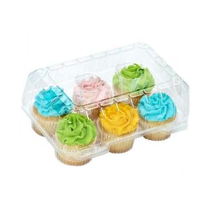 Tùy Chỉnh 6 Đếm Vỏ Sò Bản Lề Trong Suốt Mini <span class=keywords><strong>Cupcake</strong></span> Container Có Nắp Đậy Rõ Ràng Nhựa <span class=keywords><strong>Cupcake</strong></span> Container Hộp - Product Image 4