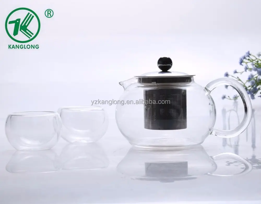 Mini 500ml High Borosilicate Heat-resistant Small Glass Teapot with Stainless Steel Strainer