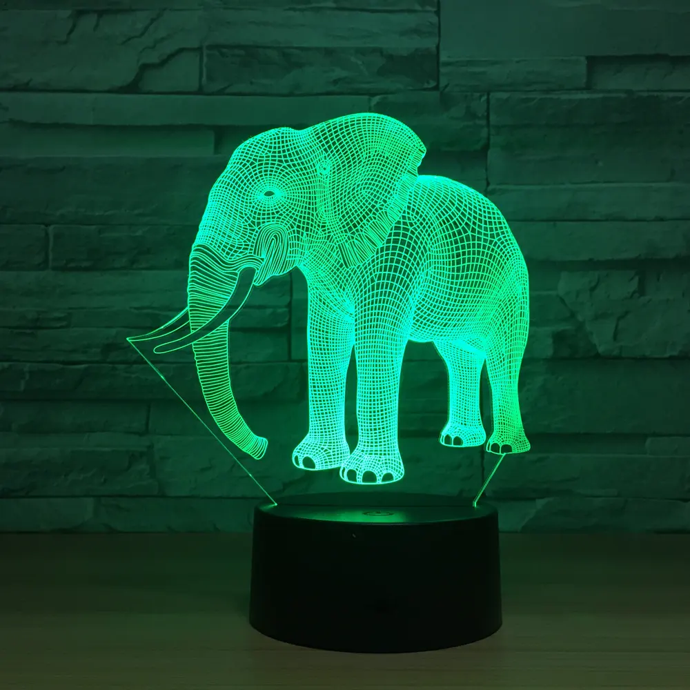 Luzes Da Noite de Presente de aniversário de Marfim de Elefante 3D LED Luzes Da Noite Novidade LEVARAM Lâmpada Animais 7 Colorido Changing LED Candeeiro de Mesa de Toque