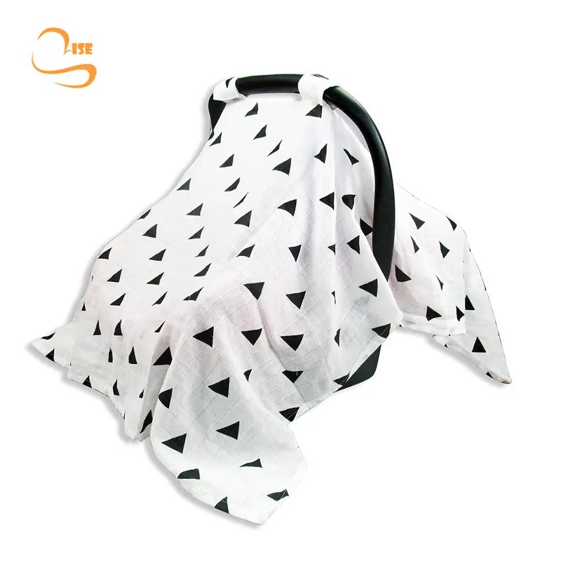 Cute Multiused Baby Car Seat Cover Unisex Large Lightweight Breathable Muslin Canopy