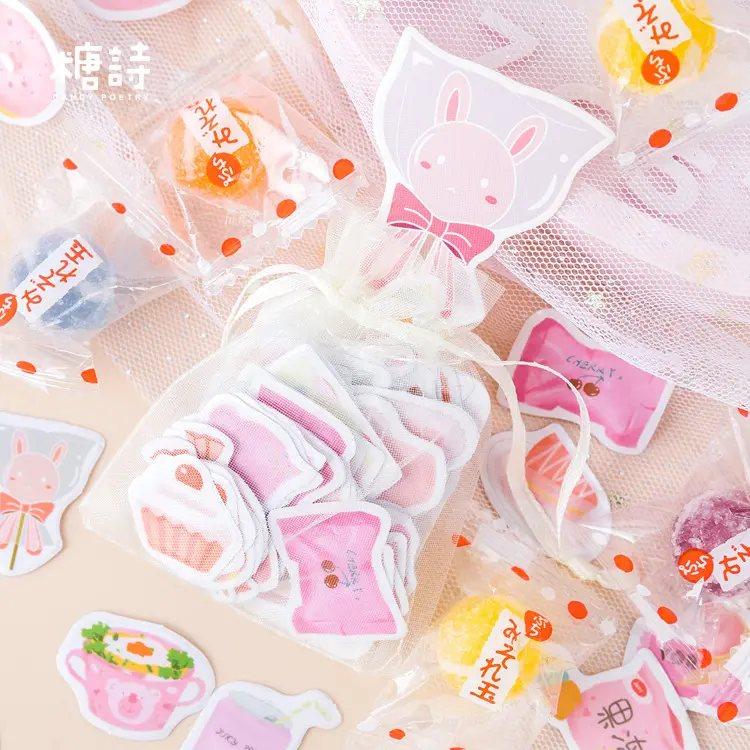 Box Cute Stickers Scrapbooking Label Japanese Korean Diary Paper Travel Lifelog Girl Pink gloss pvc sticker for promotion use